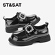 Saturday Children's Shoes Girls Small Leather Shoes Spring New Children's Fashion British Performance Shoes Obsidian Black 34