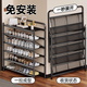 Clothing shoe rack multi-layer home door indoor entry door small narrow installation-free folding simple shoe cabinet for dormitory rental use 3 layers 50cm-high-grade black double reinforcement + support tie