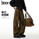 IZEXX American retro tie-dye scimitar pants men's autumn straight loose wide-leg casual overalls KY56 coffee color L