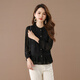 Qian Bai Nian Elegant Fungus Collar Exquisite Lace Long Sleeve Shirt Women's Spring and Autumn New Design Age-Reducing Top Classic Black XXL