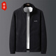 Fengxiao lamb velvet jacket winter new style for middle-aged and elderly men stand-up collar fashion versatile top fashion casual versatile jacket black regular style 2XL (recommended 130-145 Jin Jin equals 0.5 kg)