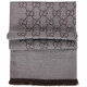 GUCCI Women's Double G Printed Wool Scarf Latte Gray 165904 3G646 1264