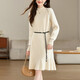 Robe de marque haut de gamme de luxe ehangy pour les femmes 2025 Nouvelle mi-haut à demi-manche en tricot, jupe décontractée à la mode APPRICOT Couleur S 80-95jin [Jin est égal à 0,5 kg]