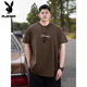 Playboy; Camiseta de manga corta de algodón puro de gran tamaño de Playboy Brandboy American a gran tamaño para hombres en la marca de moda de verano Fat Man Loose Plus Fat Plus más grande A6627-White 2xl (recomendado 140-160Jin [Jin iguala 0.5 kg])