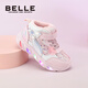 Belle Children's Shoes 25 New Winter Girls Mermaid Flashing Shoes Sweet Velvet Warm Casual Sports Shoes Pink 26