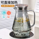 Glass water cup set, high temperature resistant, high-end tea set, large capacity, household drinking water, teacup, teapot, cold kettle, juice, smoky gray, with tray and cup holder