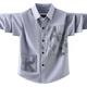 Hengyuanxiang boys' shirt pure cotton long-sleeved spring children's lapel printed shirt baby middle and large children plus velvet thickening modern style blue gray 170 cm