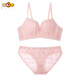MORTEN SOLUM Big Brand Wireless Push Up Bra Set Thin Underwear Women's Chest Wrapped Sexy Lace Panties Beautiful Back Support Pink 70A 32