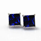 Yuze princess square tanzanite sapphire earrings for women, Korean fashion simple sterling silver jewelry, colorful treasures, hypoallergenic, main stone 7X7mm