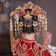 AIMENGER Xiuhe headdress 2025 new Chinese style grand dragon and phoenix gown heavy industry wedding bride Xiuhe headdress female GX Golden Bell Queen Round Crown + Ear Clip