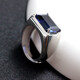Quan Yin Men's Ring Real Silver Inlaid with Tanzanite Blue Gemstone Men's Rectangular Colored Treasure Domineering Men's Ring Opening Adjustable