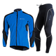 NUCKILY Cycling Suit Road Bicycle Men's Long Pants Long Sleeve Top Jacket Cycling Equipment Windproof Warm Suit NJ604 Blue XL Recommended Weight 70-75kg
