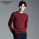 Angel Bird Sweater Men's Autumn New Year's Wear Business Long-Sleeved Round Neck Wool Sweater Pure Wool Versatile Sweater Inner Dark Red 3XL -54(190/108)