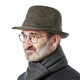 Woodpecker top hat for men, middle-aged and elderly dad, autumn and winter hat, woolen warm Shanghai beach British gentleman hat, grandpa and old man hat, striped brown, size S (head circumference 56CM)