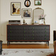 Anniydon Französische Retro -Truhe Kabinett Aufbewahrung Schlafzimmer Nachtkabine acht Kabine Fünf Eimer Kleine Apartment -Lagerschubladen -Eingangschrank [Retro Black Cabinet Door] 1,6 m Kabine 160*40*85 cm 12154