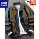 ROMON American retro distressed suede leather jacket men's spring and autumn trend versatile lapel handsome motorcycle jacket brown M (100-120Jin Jin equals 0.5 kg)