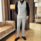 Jason's diagonal striped double-breasted suit for men, business casual formal fit, Korean style groom's wedding suit, three-piece suit, milky white (single suit) 2XL