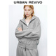 UR2025 autumn new women's casual simple hooded double zipper loose jacket UWJ150056 flower gray S