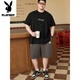 Playboy; Camiseta de manga corta de algodón puro de gran tamaño de Playboy Brandboy American a gran tamaño para hombres en la marca de moda de verano Fat Man Loose Plus Fat Plus más grande A6627-White 2xl (recomendado 140-160Jin [Jin iguala 0.5 kg])