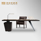 Jiangjixuan Italian light luxury high-end study desk modern simple fashion business manager desk home size apartment smoked wood-with smart socket 160*80*75
