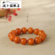 Yuebu natural raw mineral beeswax bracelet, old beeswax round bead single circle bracelet, Russian material, chicken oil red, for men and women, with certificate, about 14