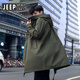 JEEP SPIRIT Мужская ветровка Jeep на весну и осень средней длины, зеленое повседневное пальто в стиле милитари, новое пальто 2025 года, мужское стильное тонкое зеленое пальто в стиле милитари, тонкое XL на весну и осень