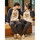 Langsha Autumn and Winter Coral Velvet Pajamas Couple Style Sweet Cartoon Plus Velvet Thickened Winter Men and Women Warm Flannel Suit Coral Velvet Round Neck Suit-HMF7908 2XL Male Recommended 150-170 Jin Jin equals 0.5 kg