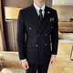 Jason's diagonal striped double-breasted suit for men, business casual formal fit, Korean style groom's wedding suit, three-piece suit, milky white (single suit) 2XL