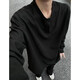 He Jian Gong Bengo long-sleeved T-shirt gray Henry collar long-sleeved T-shirt men's spring American waffle sweatshirt loose couple black L 2L 145165Jin Jin is equal to 0.5 kg