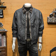 JAGR trendy brand leather men's jacket fake two-piece spring and autumn trendy casual leather jacket top men's trendy men's leather jacket black black M