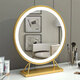 Beauty mirror makeup mirror desktop led with light desktop large round mirror internet celebrity photo ins style bedroom dressing mirror 50cm matte black high-definition silver mirror without light