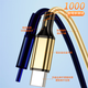 Metal shell three-in-one braided cable, 120W super fast charging, one-to-three simultaneous charging data cable, suitable for Apple 15, Huawei and Android, thick core, low temperature, no damage to the machine, 2 special packages, local gold three-in-one, more than 999% of users purchased 1.2 meters