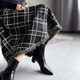 Pierre Cardin tassel raw edge autumn and winter thickened retro plaid skirt A-line high waist slimming large hem mid-length casual skirt coffee color L recommended 110-120Jin Jin equals 0.5 kg
