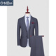 GOLDLION G+ Jinlilai suit men's 2025 autumn new groomsmen suit wool business casual suit for young and middle-aged men TZ6803 blue gray suit + vest + trousers XL 180 135-150Jin Jin equals 0.5 kg