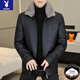 PLAYBOY 2026 New Men's Soft Leather Clothes Autumn and Winter Down Jackets Thickened Leather Jackets Men's Liner Removable Winter Leather Jacket Black Removable Liner 90 Velvet M 170/92A
