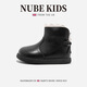 NUBEKIDS Genuine Leather British NUBEKIDS Children's Shoes Girls' Cotton Shoes Fashionable Autumn and Winter New Plus Velvet Girls Martin Boots Black Genuine Leather Plus Velvet Model 19
