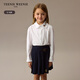 Teenie Weenie Kids 25 autumn and winter new girls cotton ruffled doll collar shirt off-white 130cm