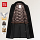 Red bean 90 goose down with cashmere wool woolen coat men's medium-length detachable down liner business windbreaker jacket