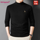 Mr.hippies high-end brand autumn and winter new half turtleneck solid color cashmere sweater men's casual knitted sweater thick base layer half turtleneck black XL (recommended 130-150Jin Jin equals 0.5kg)