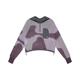 Semicircular three-color yarn interwoven women's sports 2025 winter hooded irregular jacquard texture sweater for women, twilight purple (pre-sale) M