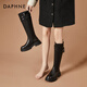 Daphne autumn and winter new women's shoes long Martin boots zipper fashion casual versatile single boots women's black 37