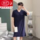 Langsha Men Camanos de una pieza Summer Summer Sail Silk Nightgown Modal de gran tamaño Long Campo suelto 844 Blue oscuro 3xl [recomendado 180-210Jin [Jin iguala 0.5 kg]]]
