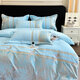 Nanjiren (Nanjiren) high-end milk velvet four-piece set double-sided velvet coral velvet embroidered duvet cover double winter thickened baby velvet duvet cover Dielianhua-Sky Blue Thick velvet non-shedding bed sheet 1.8m four-piece set-duvet cover 200x230cm