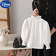Disney girls' stylish velvet sweater for winter, Korean style baby inner wear, Lolita bottoming shirt, lace long-sleeved top, white velvet (high-quality fabric) 90