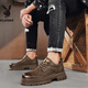 PLAYBOY Leather Shoes Men's 2025 Autumn Business Casual Shoes Soft Sole British Formal Shoes Low-top Work Shoes Brown 42