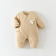 Baby jumpsuit, warm autumn and winter quilted winter clothing, newborn baby clothes, thick cotton coat, base layer, off-white #7684, pure cotton inside and outside, 52cm