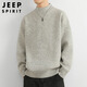JEEP SPIRIT Jeep half-turtleneck sweater for men in autumn and winter trendy brand sweater for men with loose inner sweater, light gray XL