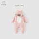 Guiqi Bear Milk Velvet Infant Antibacterial Warm Jumpsuit Baby Hooded Cotton Anti-static Romper for Winter