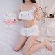 Ting'er cute girly style autumn and winter sexy pajamas set sexy soft cute cartoon two-dimensional soft waxy three-piece home clothes pink (Melody tube top + shorts + eye mask) one size fits all 80-120Jin Jin equals 0.5 kg | Private delivery