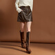 Sancai 2025 winter new leather skirt skirt high waist A-line skirt short skirt retro modern M